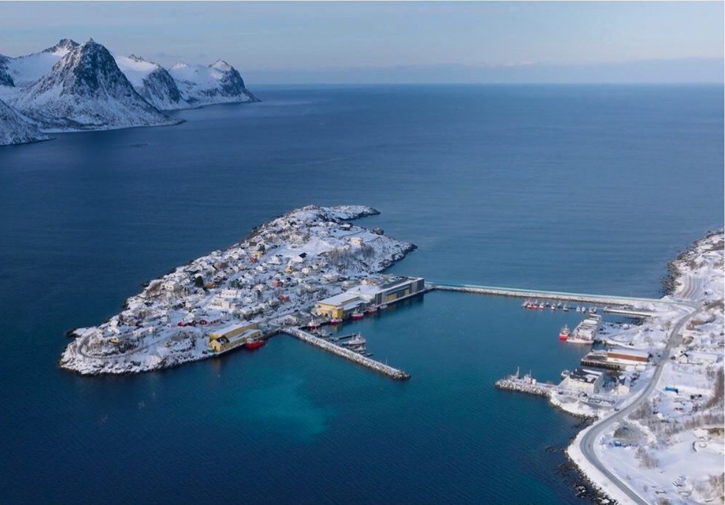Scenic coastline of Senja with mountains and ocean. Scenic coastline of Senja with mountains and ocean.